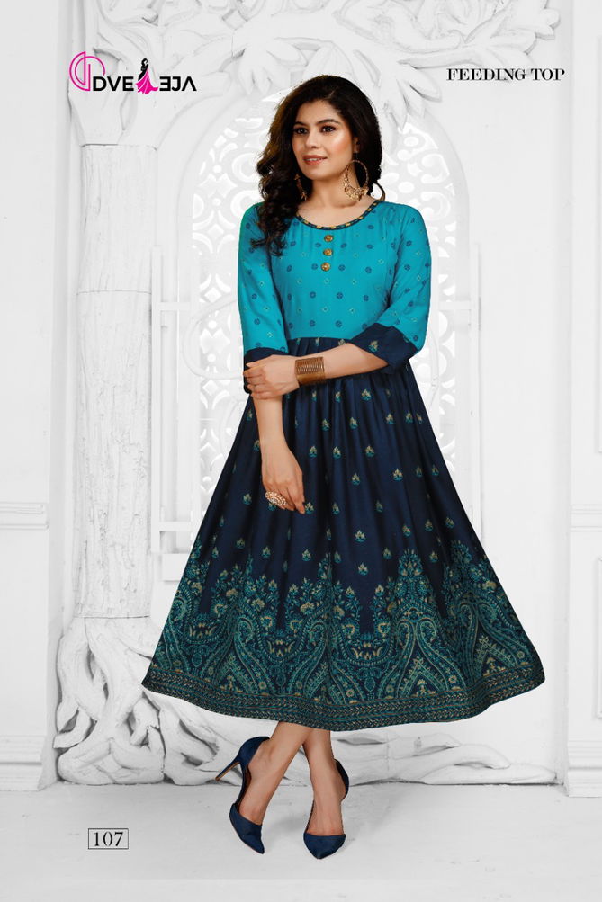 Dveeja Hazel Ethnic Wear Heavy Rayon Designer Anarkali Kurti Collection